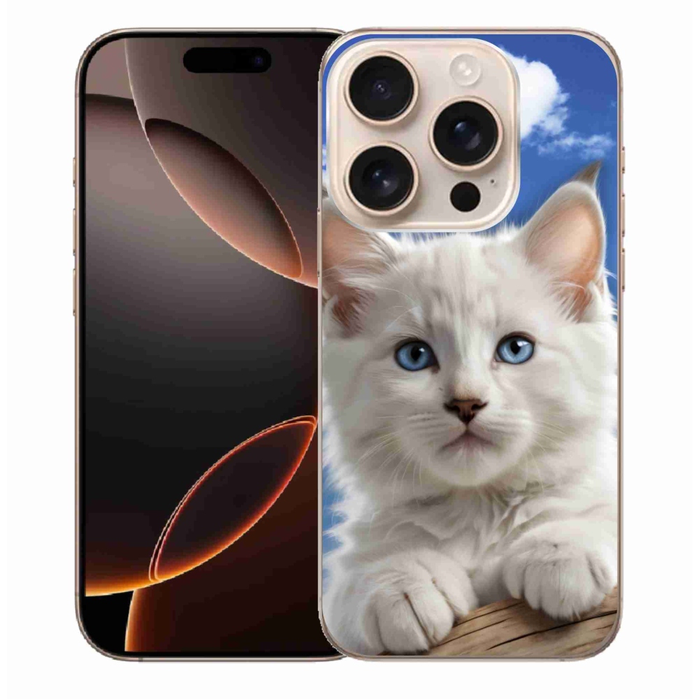 Gelový kryt mmCase na iPhone 16 Pro Max - kotě a oblaka