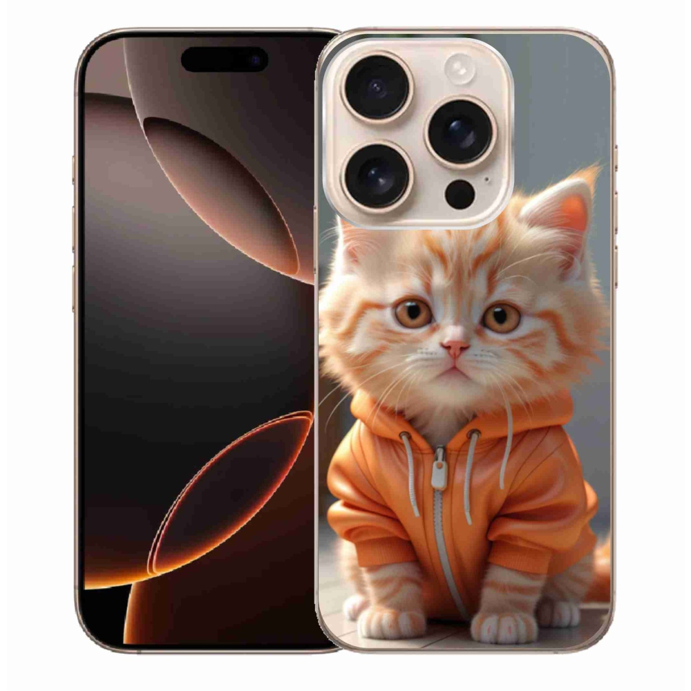 Gelový kryt mmCase na iPhone 16 Pro Max - kotě v mikině