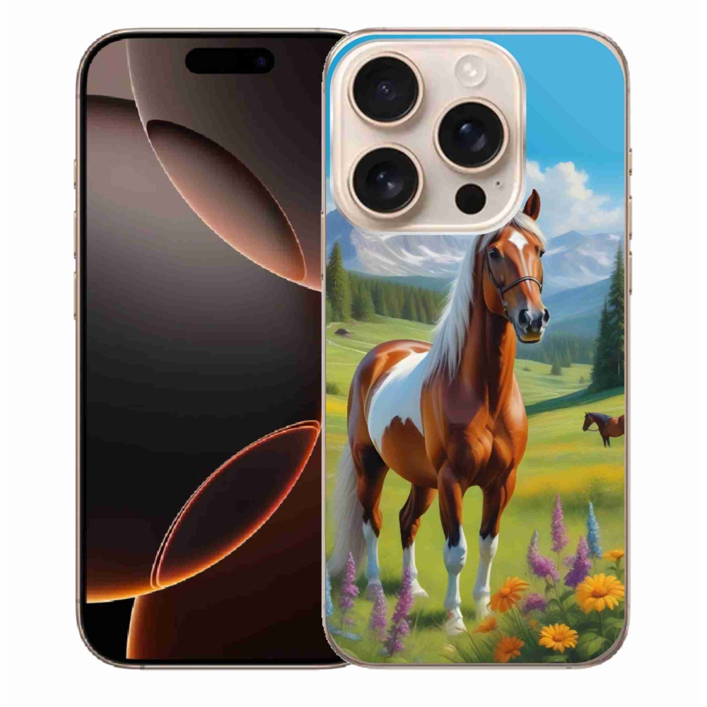 Gelový kryt mmCase na iPhone 16 Pro Max - kůň na louce