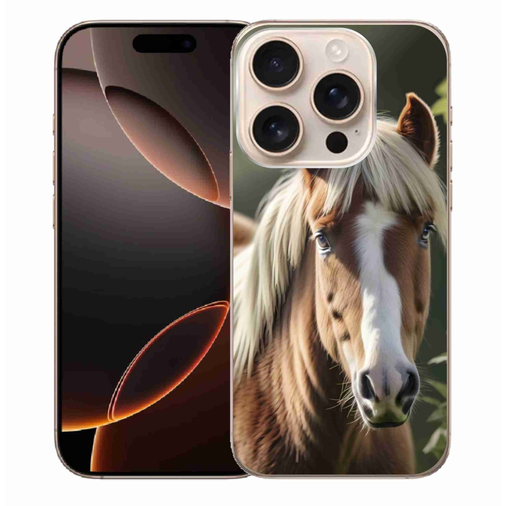 Gelový kryt mmCase na iPhone 16 Pro Max - kůň se světlou hřívou