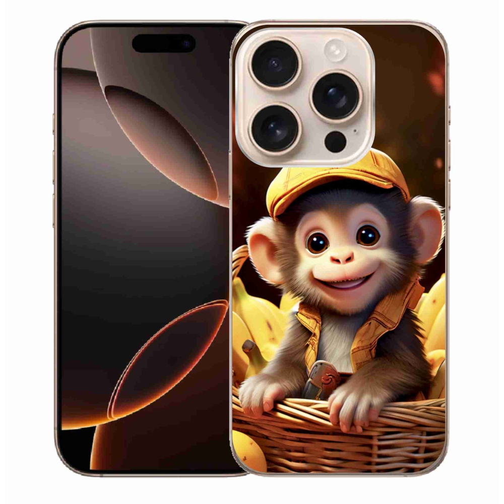 Gelový kryt mmCase na iPhone 16 Pro Max - opice v košíku