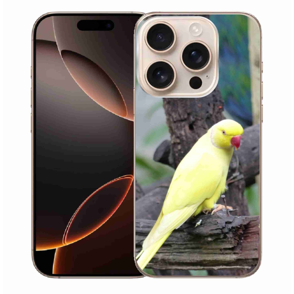 Gelový kryt mmCase na iPhone 16 Pro Max - papoušek alexandr žlutý