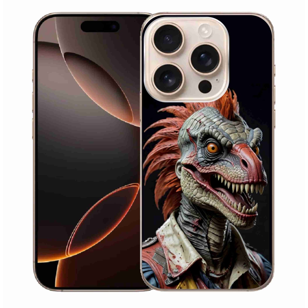 Gelový kryt mmCase na iPhone 16 Pro Max - punk dinosaurus