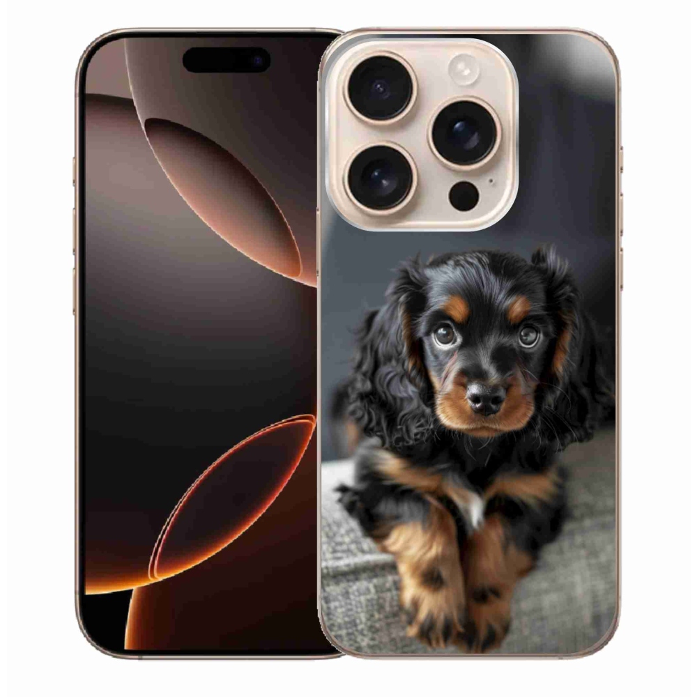 Gelový kryt mmCase na iPhone 16 Pro Max - roztomilý dlouhosrstý jezevčík