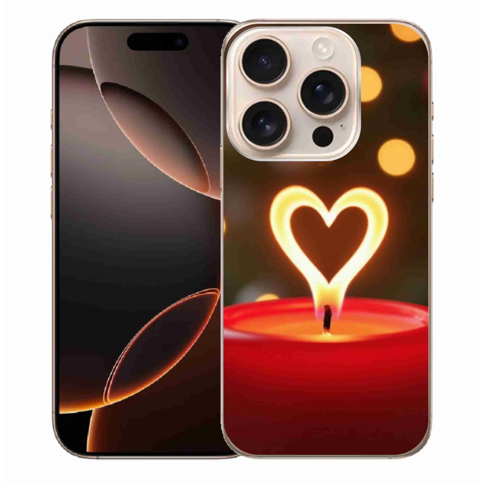 Gelový kryt mmCase na iPhone 16 Pro Max - srdce z plamene