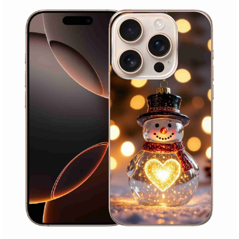 Gelový kryt mmCase na iPhone 16 Pro Max - svítící vánoční sněhulák