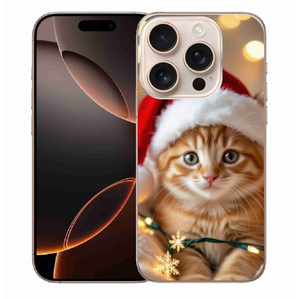 Gelový kryt mmCase na iPhone 16 Pro Max - vánoční kotě