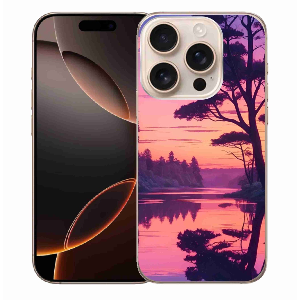Gelový kryt mmCase na iPhone 16 Pro Max - západ slunce nad jezerem