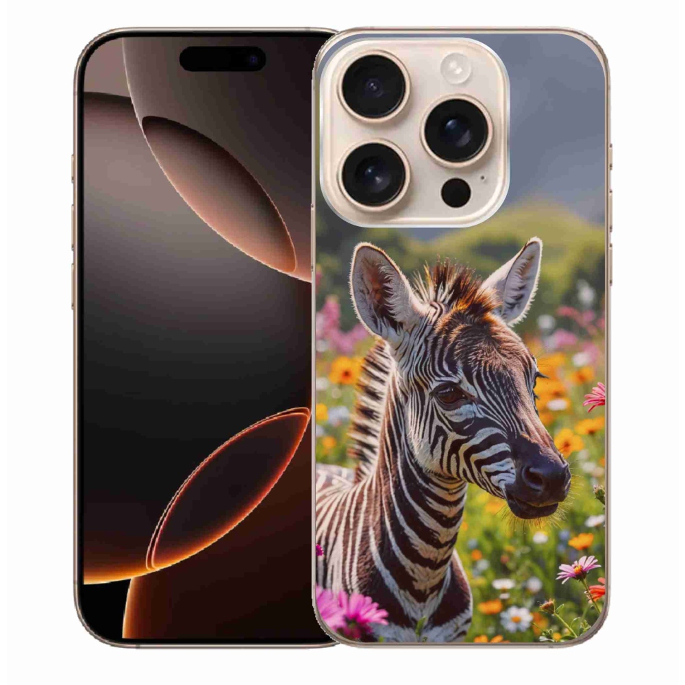 Gelový kryt mmCase na iPhone 16 Pro Max - zebra na louce