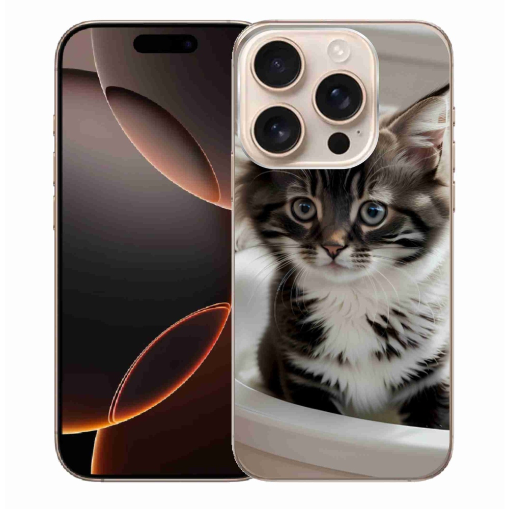 Gelový kryt mmCase na iPhone 16 Pro Max - zvědavé kotě