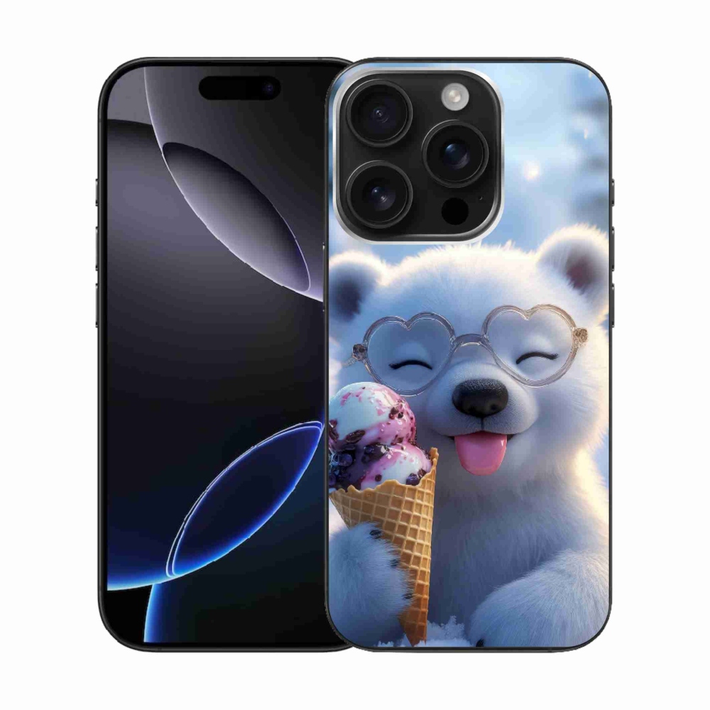 Gelový kryt mmCase na iPhone 16 Pro - medvídek se zmrzlinou