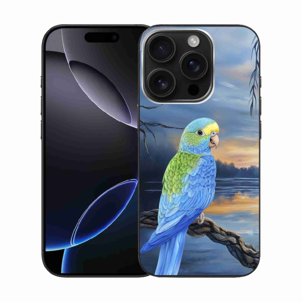 Gelový kryt mmCase na iPhone 16 Pro - modrý papoušek