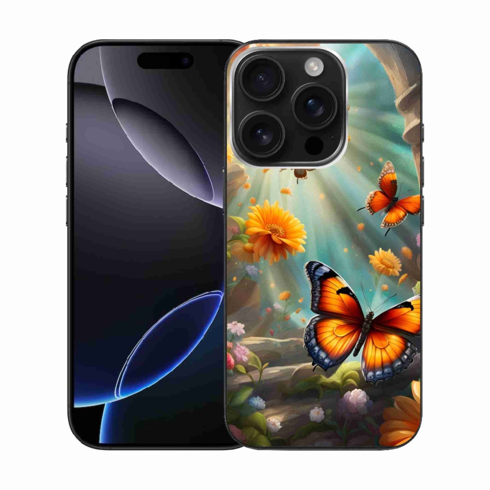 Gelový kryt mmCase na iPhone 16 Pro - motýlí zahrada 2