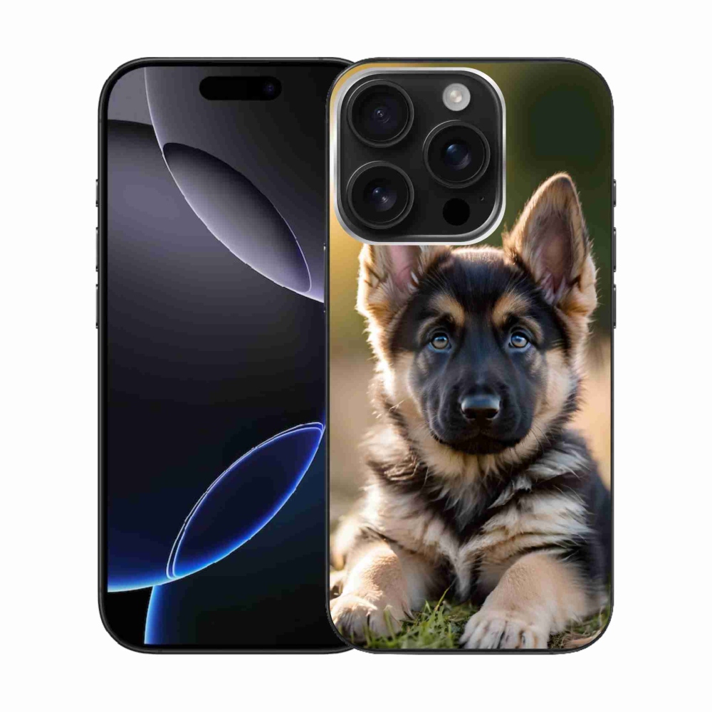 Gelový kryt mmCase na iPhone 16 Pro - německý ovčák v přírodě