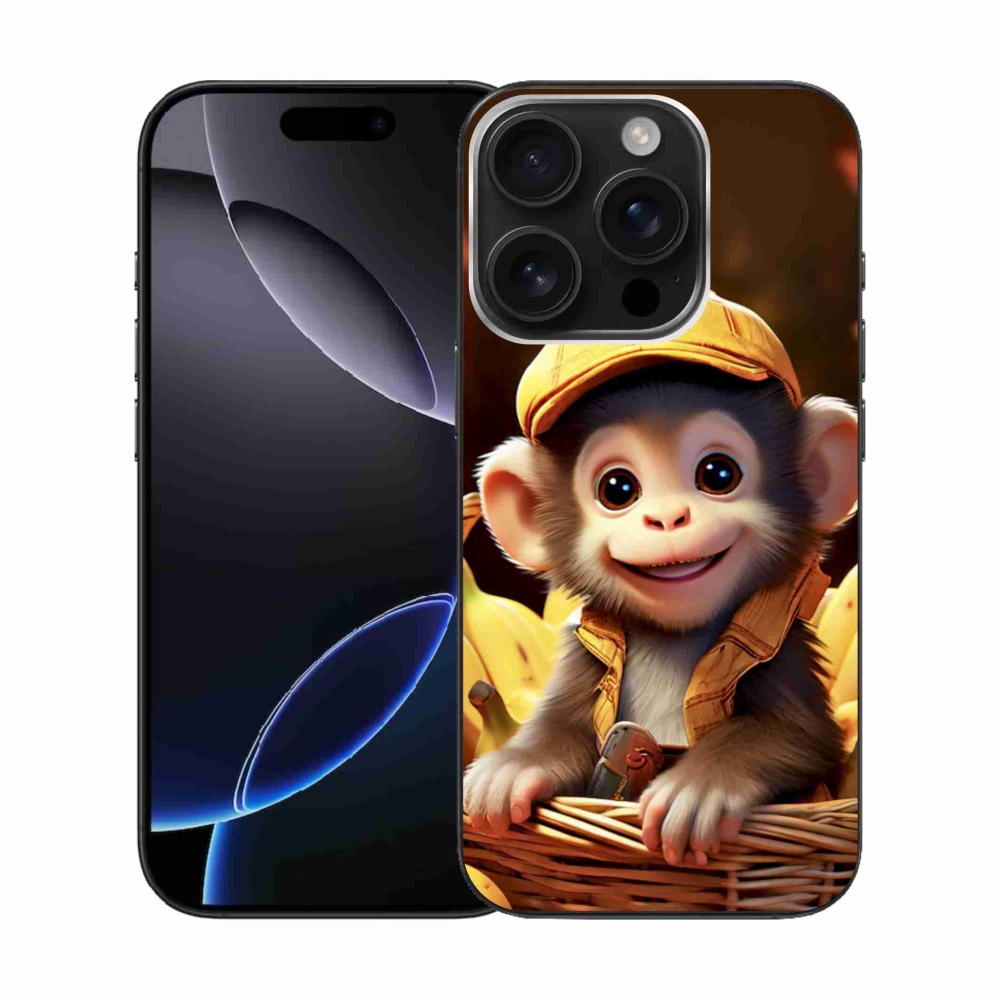 Gelový kryt mmCase na iPhone 16 Pro - opice v košíku