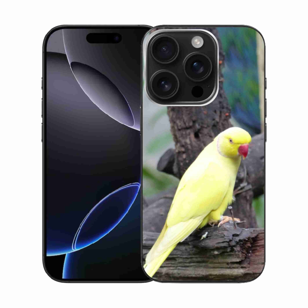 Gelový kryt mmCase na iPhone 16 Pro - papoušek alexandr žlutý