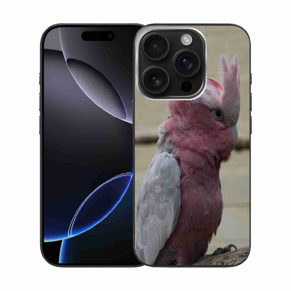 Gelový kryt mmCase na iPhone 16 Pro - papoušek kakadu růžový