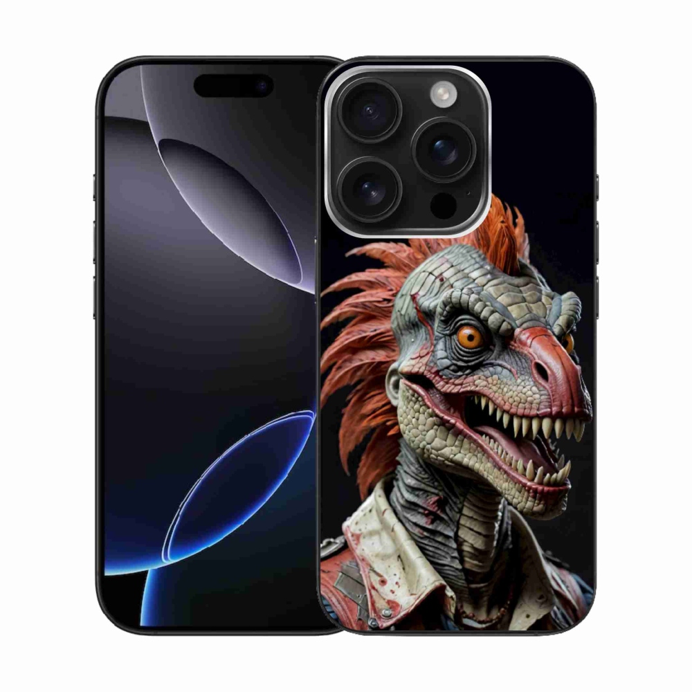 Gelový kryt mmCase na iPhone 16 Pro - punk dinosaurus