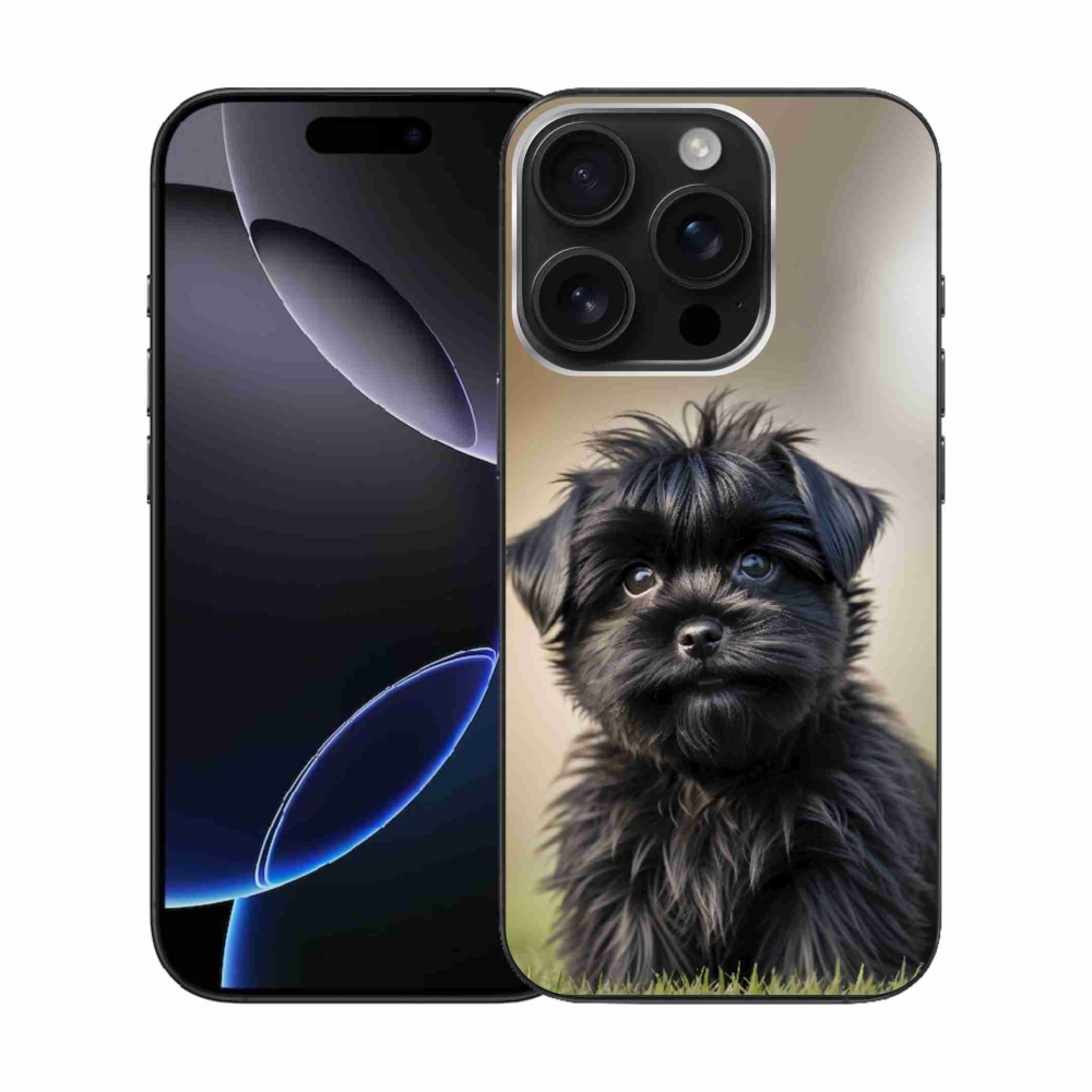 Gelový kryt mmCase na iPhone 16 Pro - roztomilý černý pejsek