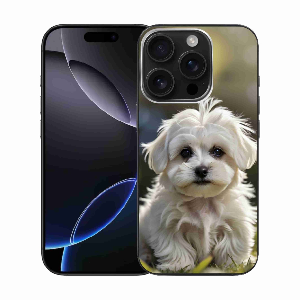 Gelový kryt mmCase na iPhone 16 Pro - roztomilý maltézský psík