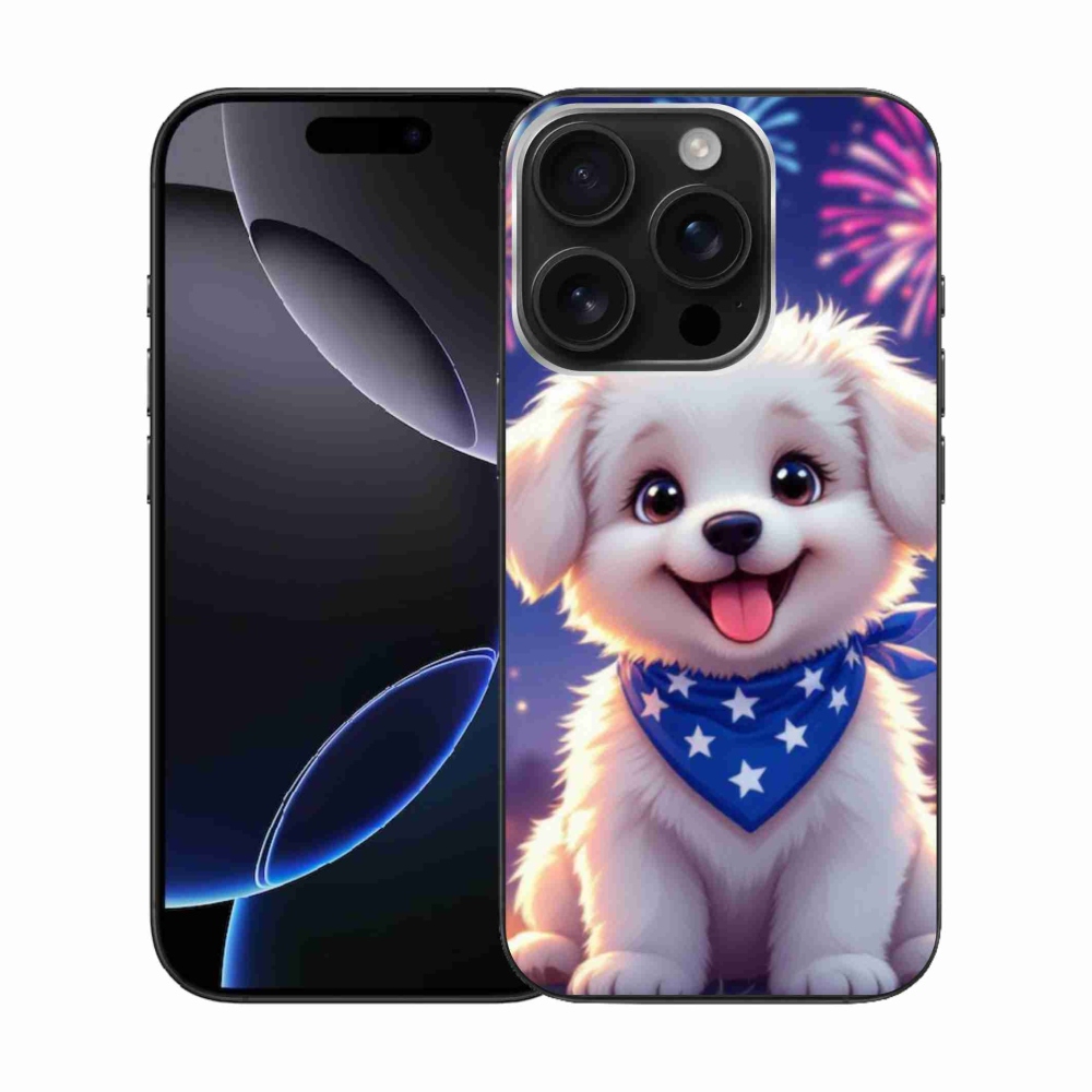 Gelový kryt mmCase na iPhone 16 Pro - slavnostní štěně
