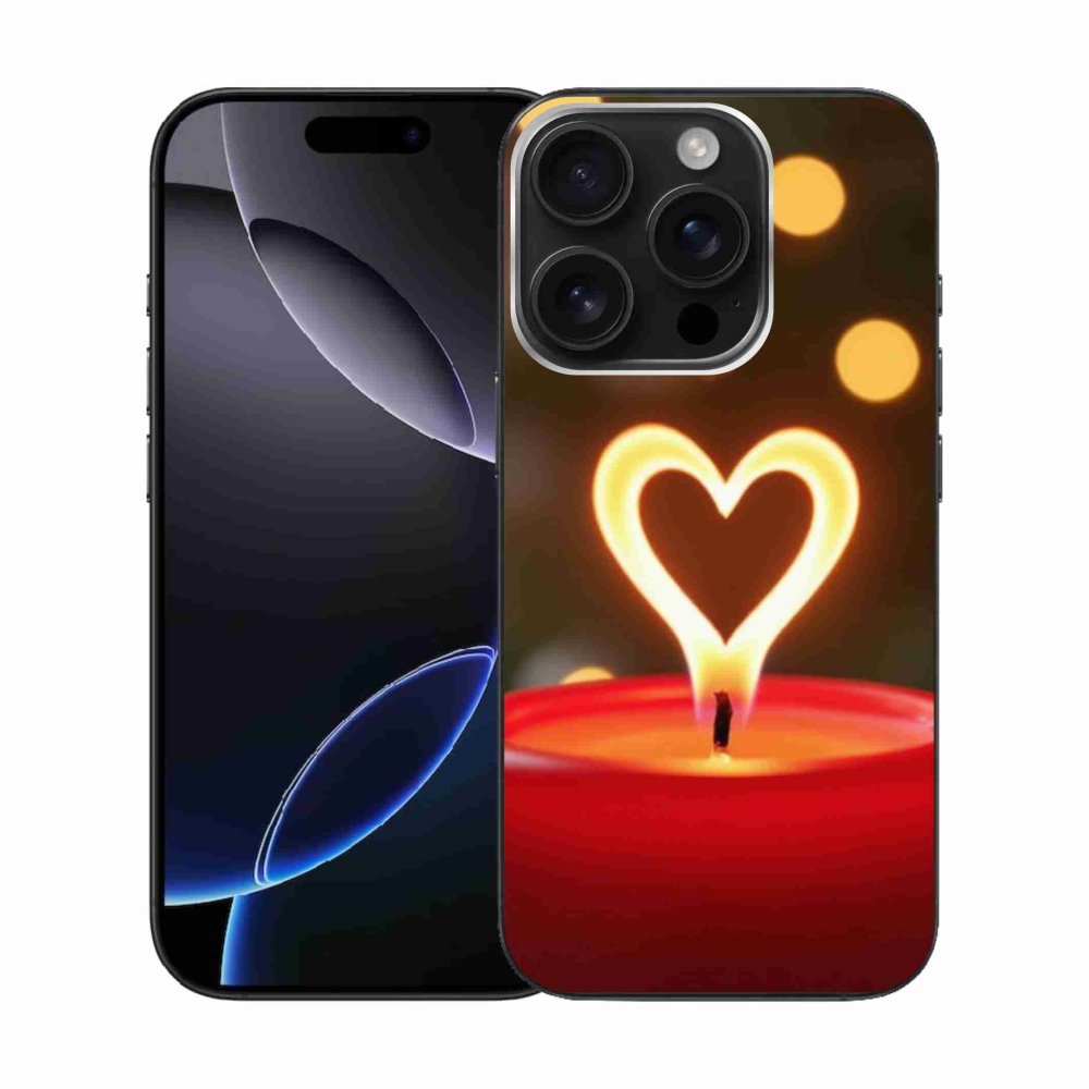 Gelový kryt mmCase na iPhone 16 Pro - srdce z plamene