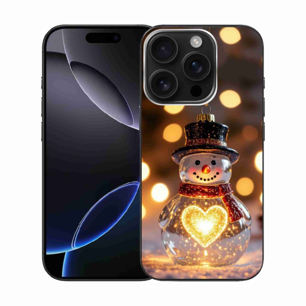 Gelový kryt mmCase na iPhone 16 Pro - svítící vánoční sněhulák