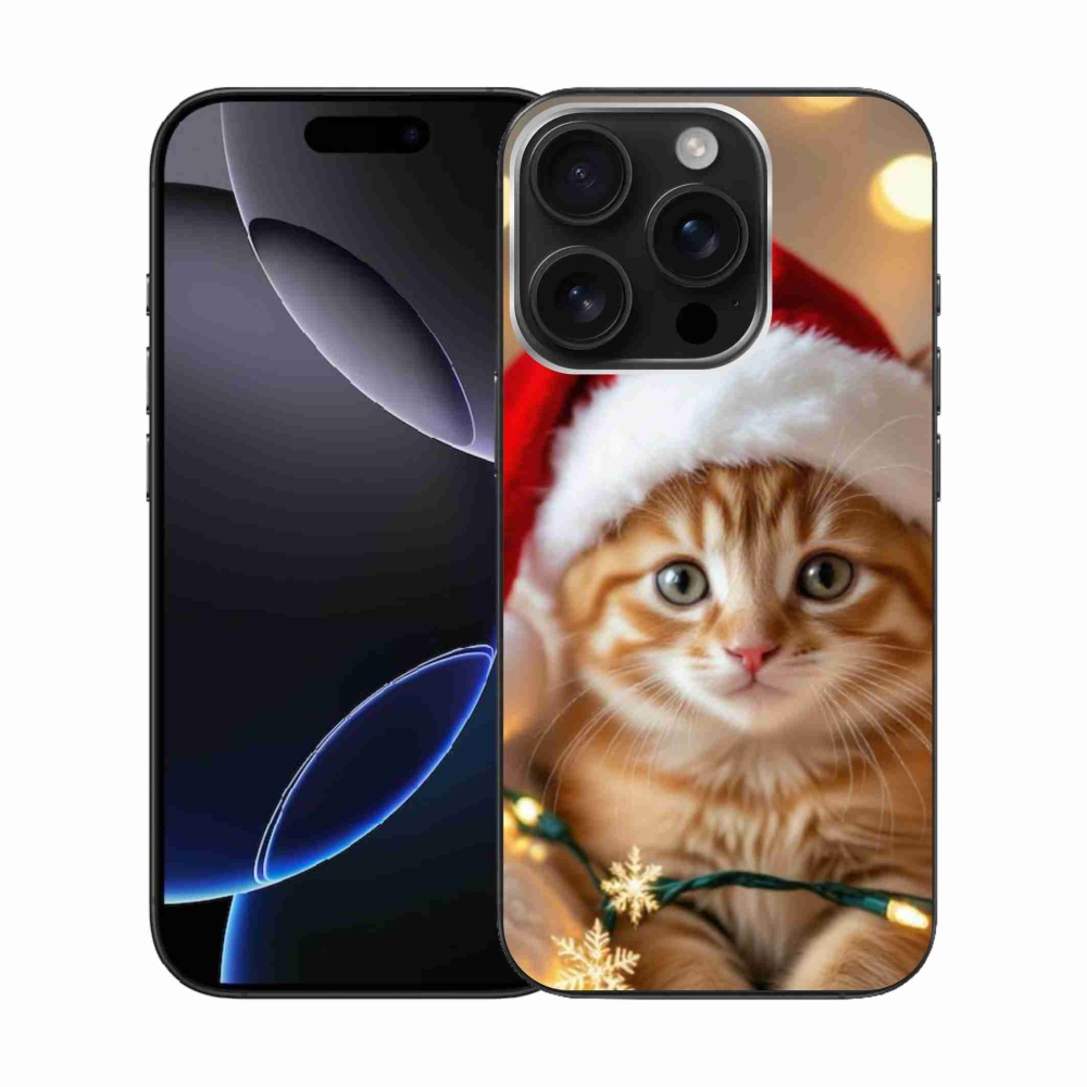 Gelový kryt mmCase na iPhone 16 Pro - vánoční kotě