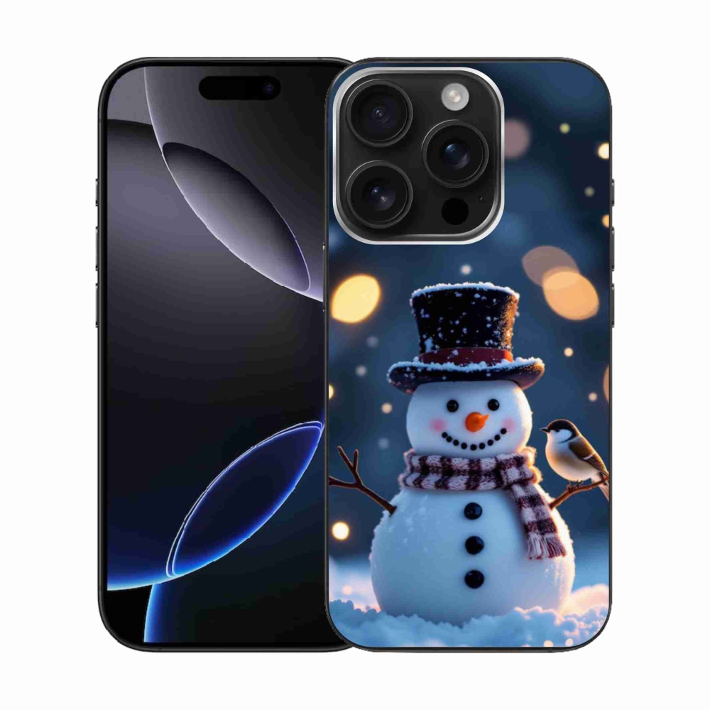 Gelový kryt mmCase na iPhone 16 Pro - vánoční sněhulák