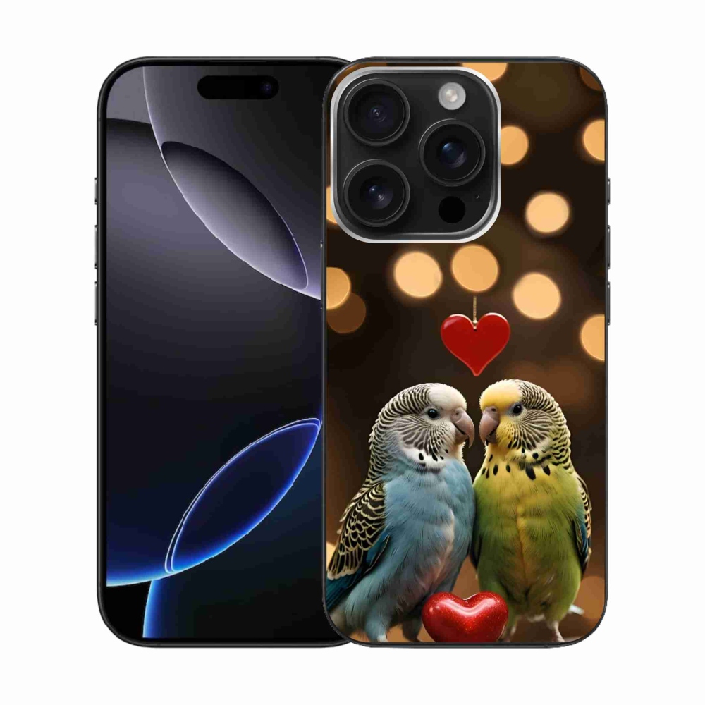 Gelový kryt mmCase na iPhone 16 Pro - zamilovaní papoušci