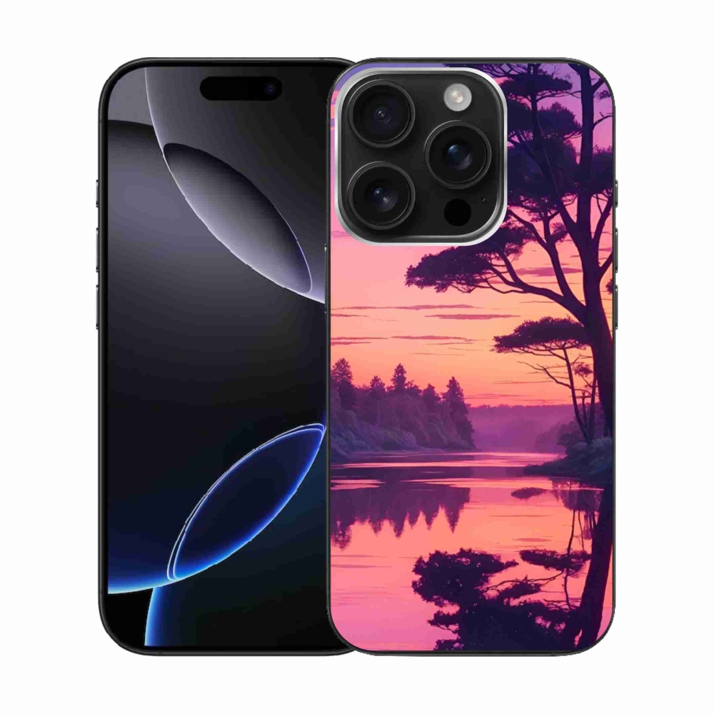 Gelový kryt mmCase na iPhone 16 Pro - západ slunce nad jezerem