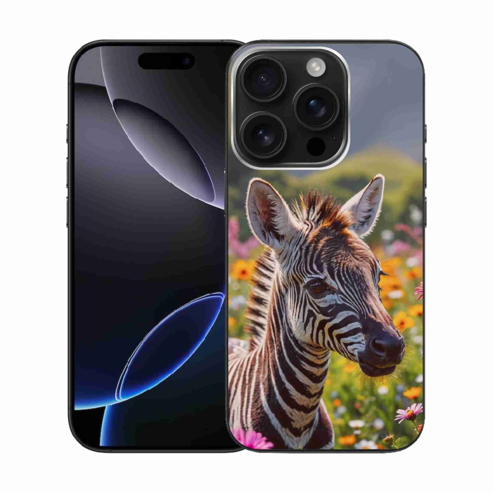 Gelový kryt mmCase na iPhone 16 Pro - zebra na louce