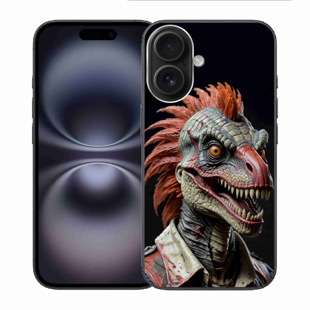 Gelový kryt mmCase na iPhone 16 - punk dinosaurus