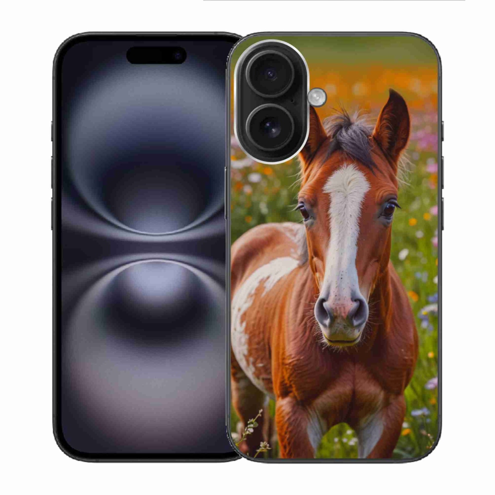 Gelový kryt mmCase na iPhone 16 - roztomilé hříbě