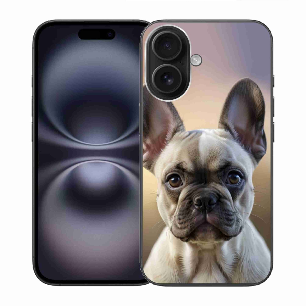 Gelový kryt mmCase na iPhone 16 - roztomilý francouzský buldoček