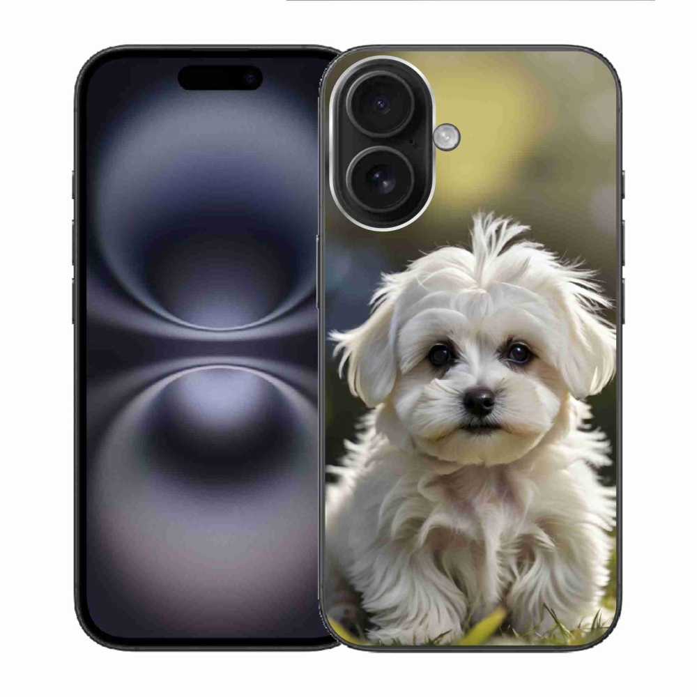 Gelový kryt mmCase na iPhone 16 - roztomilý maltézský psík