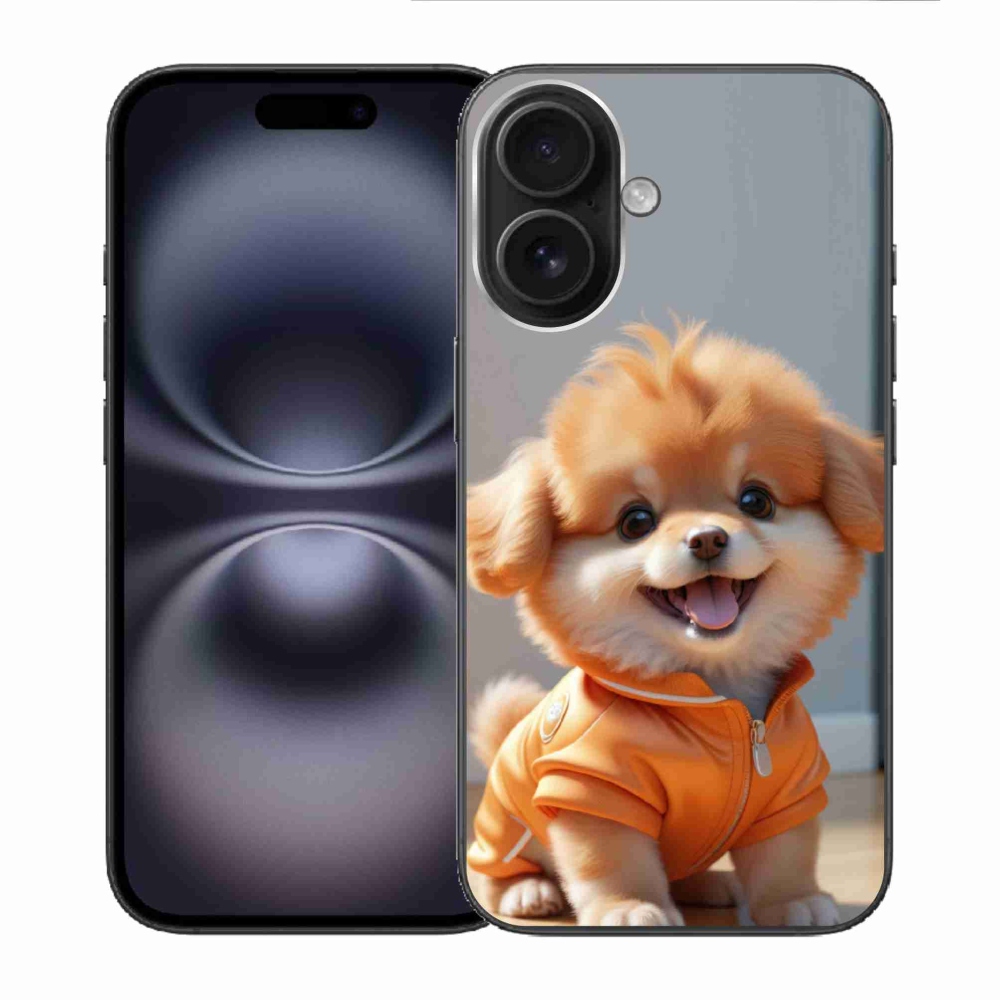 Gelový kryt mmCase na iPhone 16 - roztomilý pomeranian v mikině