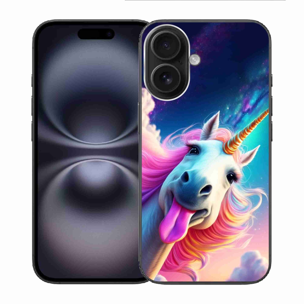 Gelový kryt mmCase na iPhone 16 - šílený jednorožec
