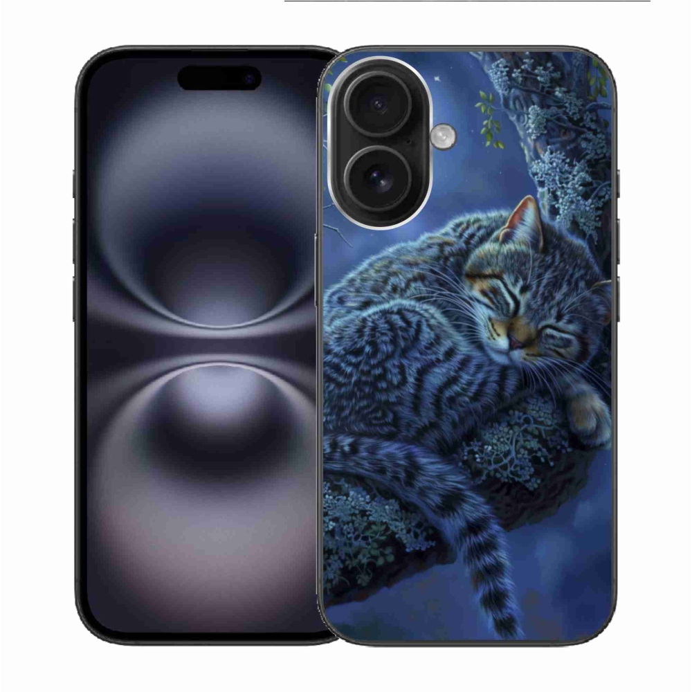 Gelový kryt mmCase na iPhone 16 - spící kočka