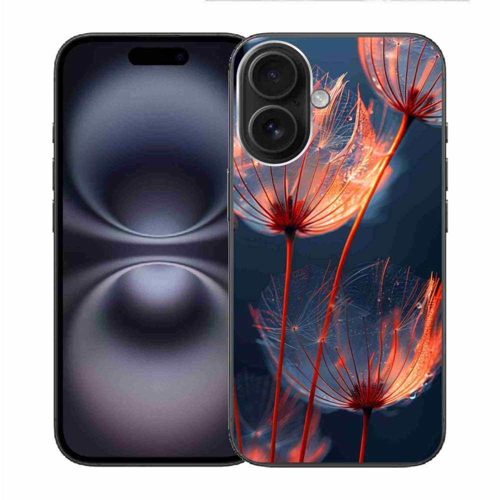 Gelový kryt mmCase na iPhone 16 - světélkující chmýří