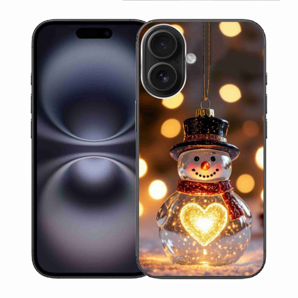 Gelový kryt mmCase na iPhone 16 - svítící vánoční sněhulák