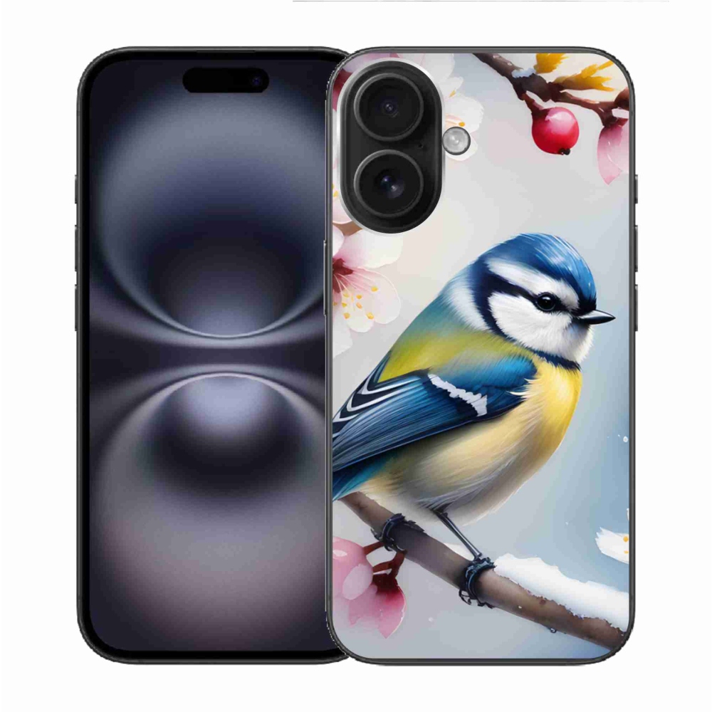 Gelový kryt mmCase na iPhone 16 - sýkorka