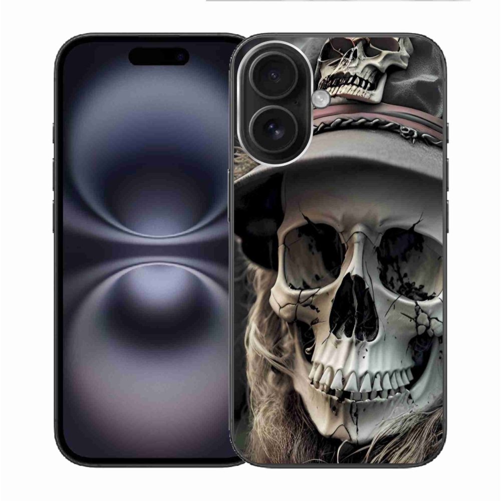 Gelový kryt mmCase na iPhone 16 - temná lebka