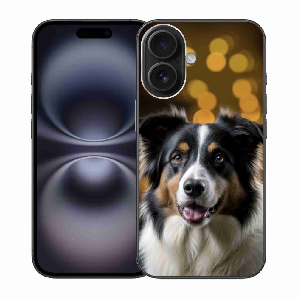 Gelový kryt mmCase na iPhone 16 - usměvavý australský ovčák