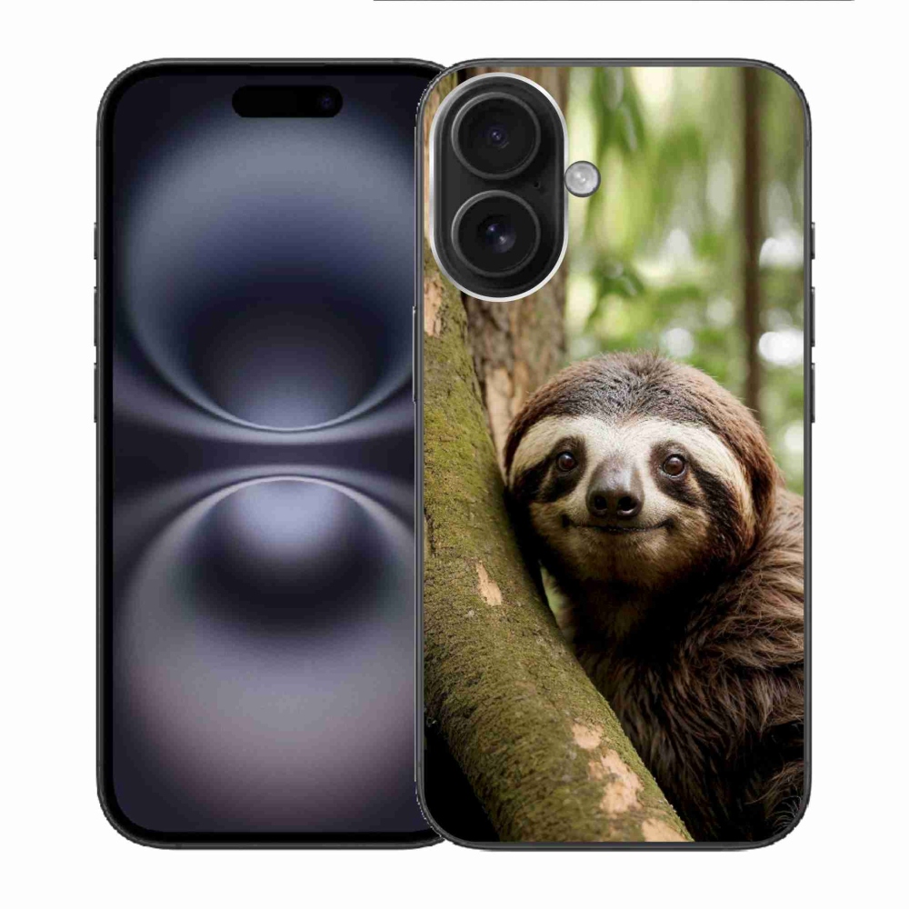 Gelový kryt mmCase na iPhone 16 - usměvavý lenochod