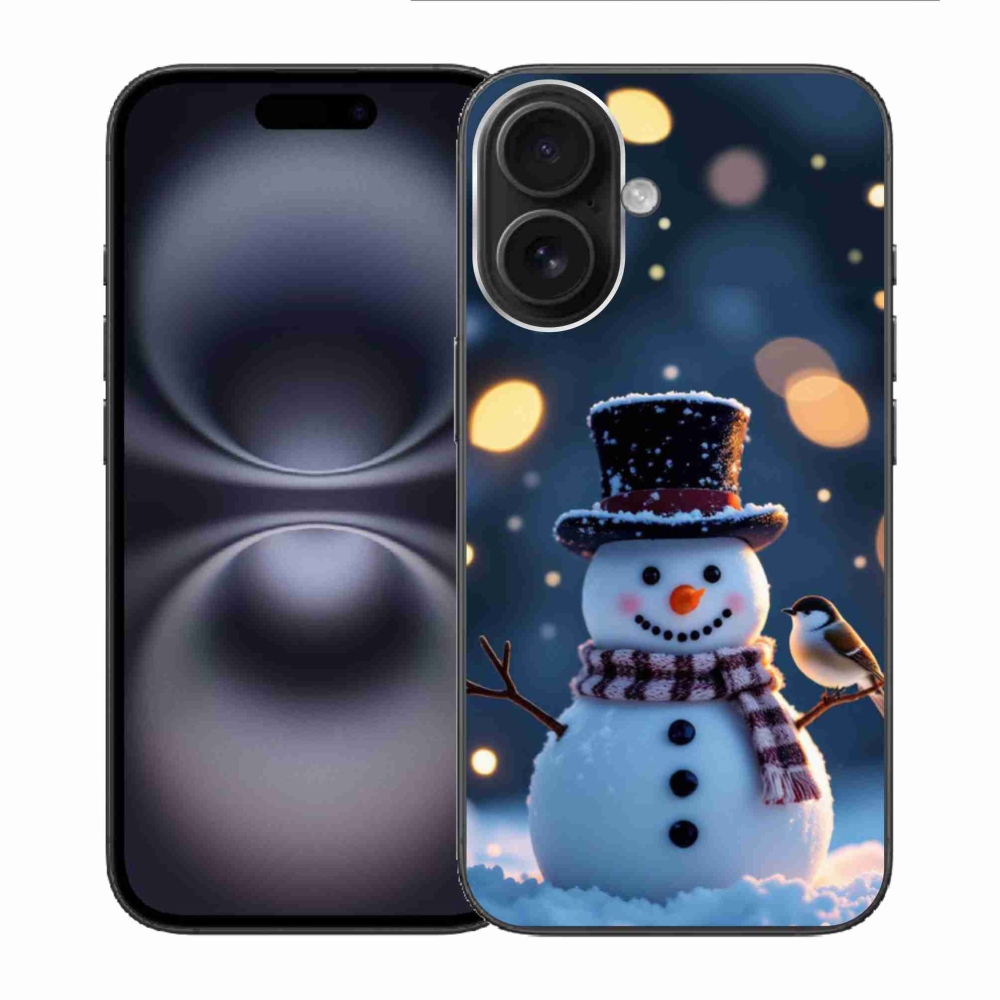 Gelový kryt mmCase na iPhone 16 - vánoční sněhulák