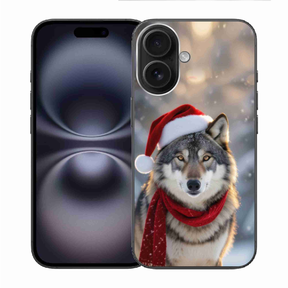 Gelový kryt mmCase na iPhone 16 - vánoční vlk