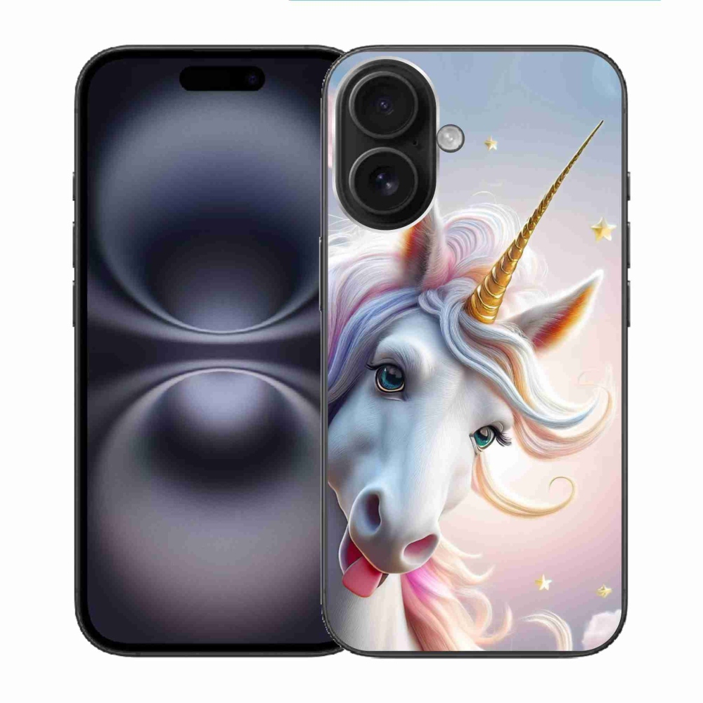 Gelový kryt mmCase na iPhone 16 - veselý jednorožec