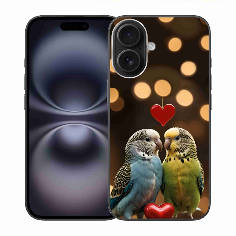 Gelový kryt mmCase na iPhone 16 - zamilovaní papoušci