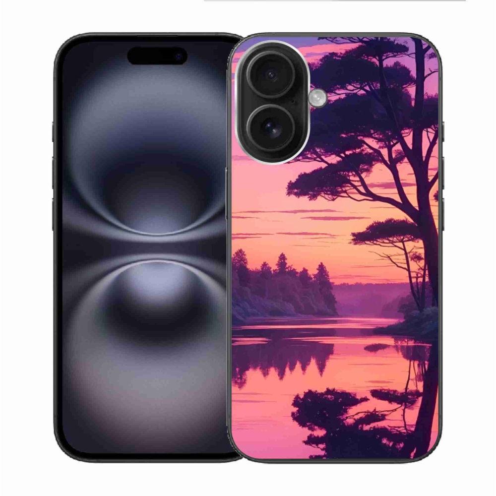 Gelový kryt mmCase na iPhone 16 - západ slunce nad jezerem